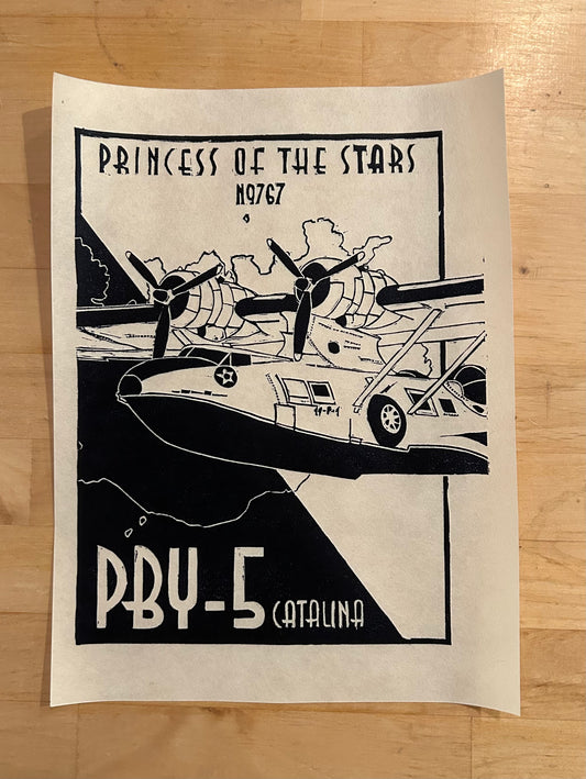 PBY Catalina "Princess of the Stars" Limited Edition Linocut Print