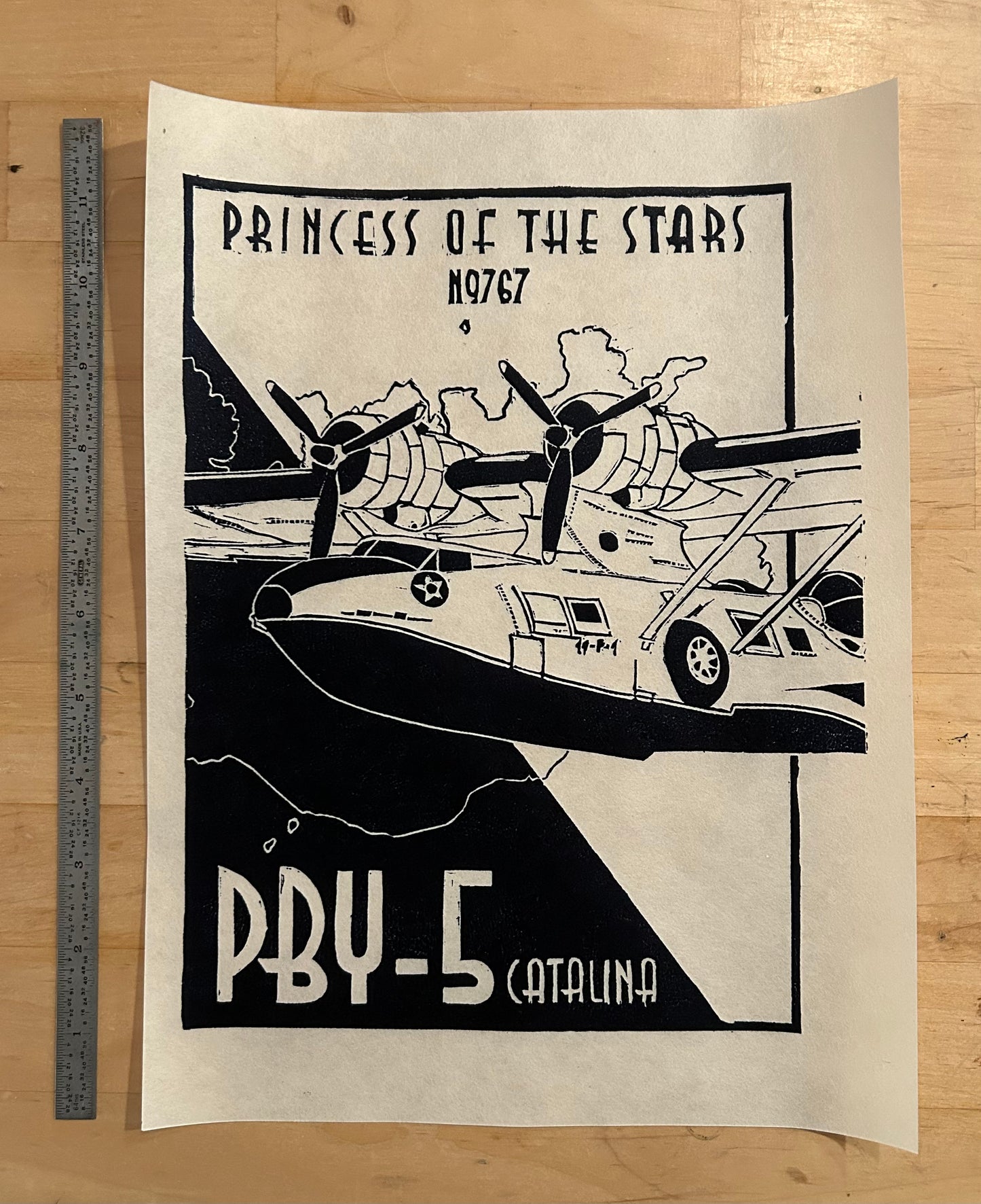 PBY Catalina "Princess of the Stars" Limited Edition Linocut Print